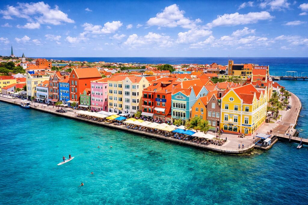 Willemstad Curacao colorful buildings waterfront Dutch Caribbean architecture turquoise water