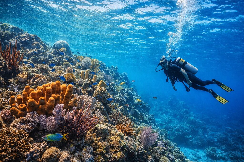 Roatan Honduras coral reef scuba diving underwater marine life Caribbean