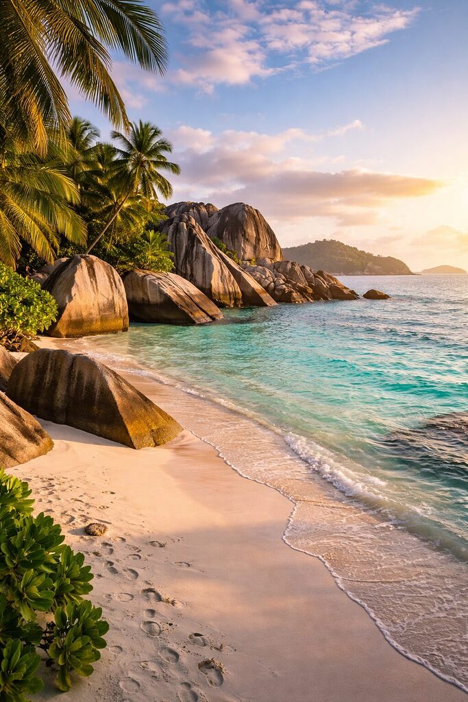 Anse Source d’Argent beach in Seychelles with white sand, granite rocks and turquoise water – luxury African island destination 2026