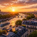 Best time to visit Paris in 2026 with scenic city skyline and Seine river at sunset